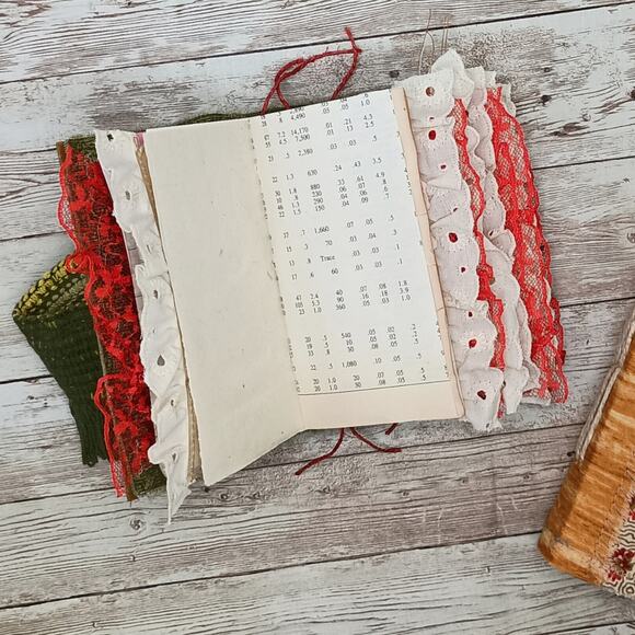 Small Red Floral Junk Journals, Handmade Recycled Journals, Chunky Junk Journals - Picture 8 of 16